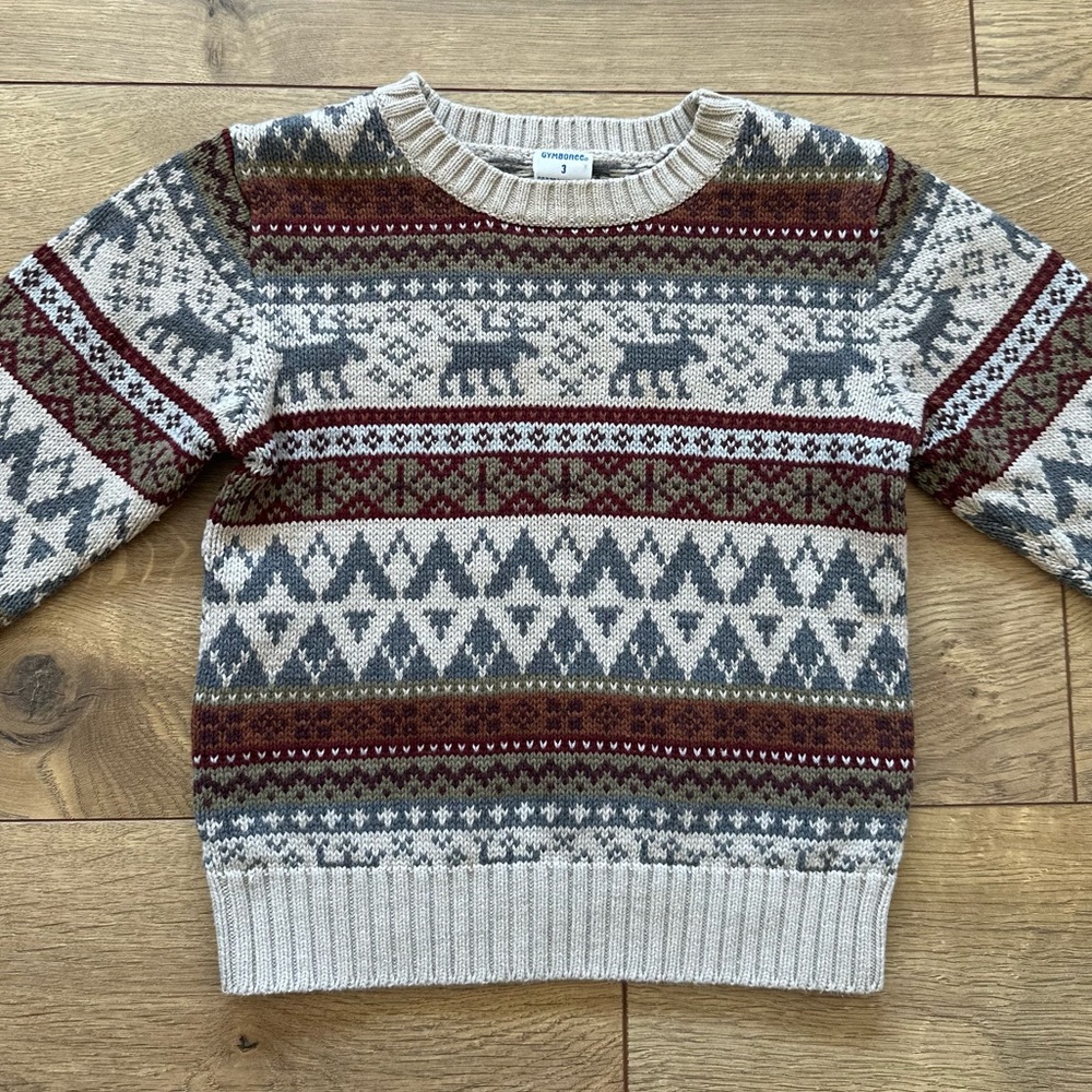 Vintage Gymboree Moose Sweater | 3T | 2002 Holiday | Fair Isle Knit